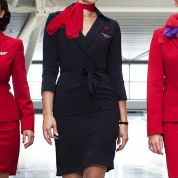 New Delta Airlines Collection 8 Tall Navy Flight Attendant Uniform Dress - Picture 1 of 7